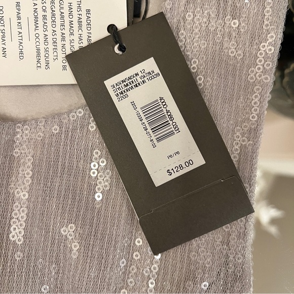 NWT Armani Exchange ICY Sequins Satin Peplum Tiered DRESS 0P - Picture 11 of 13